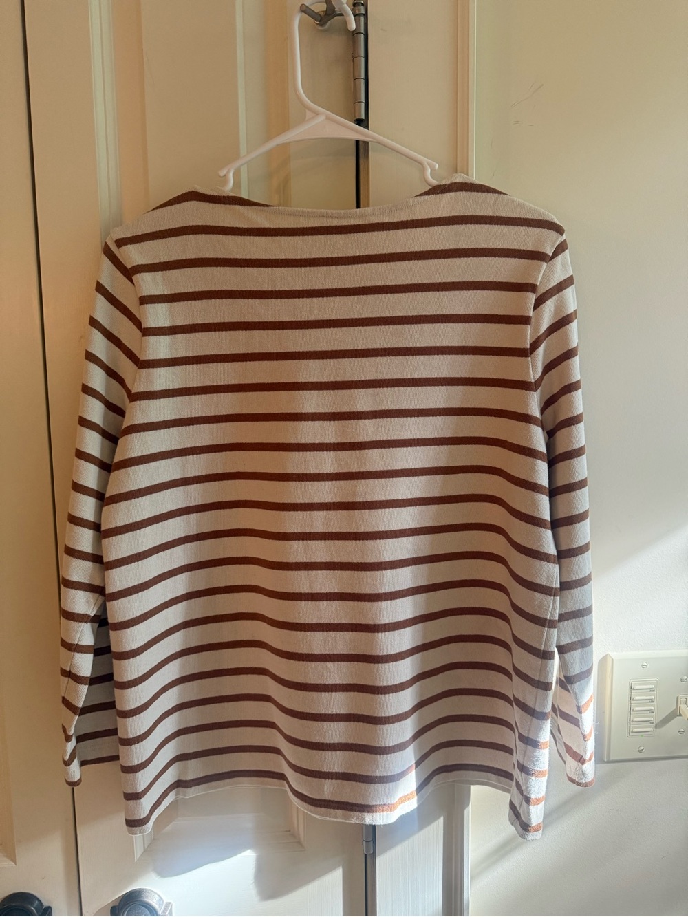 Sezane Colette Mariniere Stripe Breton Top Ecru/Camel Size M 🍂🍁🍂 - Picture 4 of 12